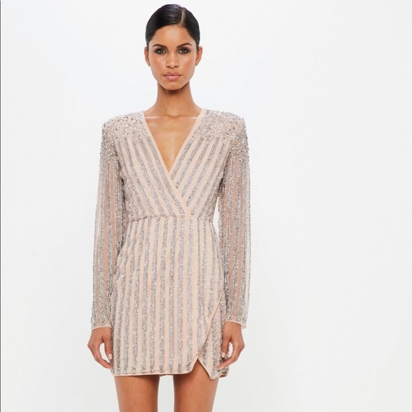 Missguided Dresses & Skirts - Carli Bybel ✖️ Missguided Nude Embellished Dress